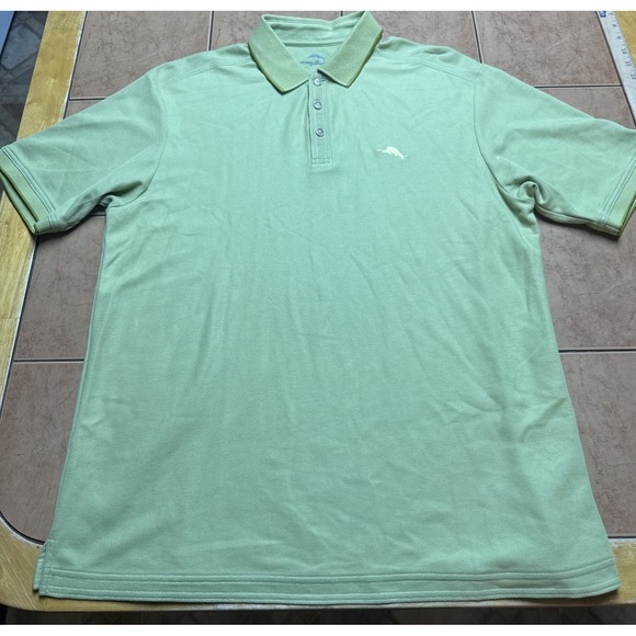 Tommy Bahama Solid Bright Green Supima Cotton Polo Men's Sz Large Chest Logo‎ - Picture 1 of 6
